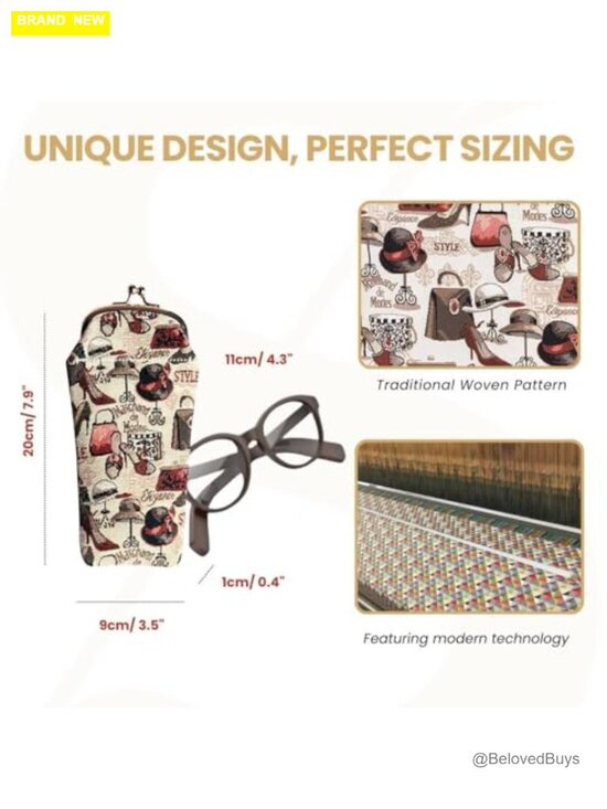 Woven Tapestry Eyeglass Case with Kiss Lock Clasp main image 4